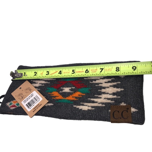 C.C Aztec Print Winter DARK Grey Headbands HeadWrap - Picture 13 of 15